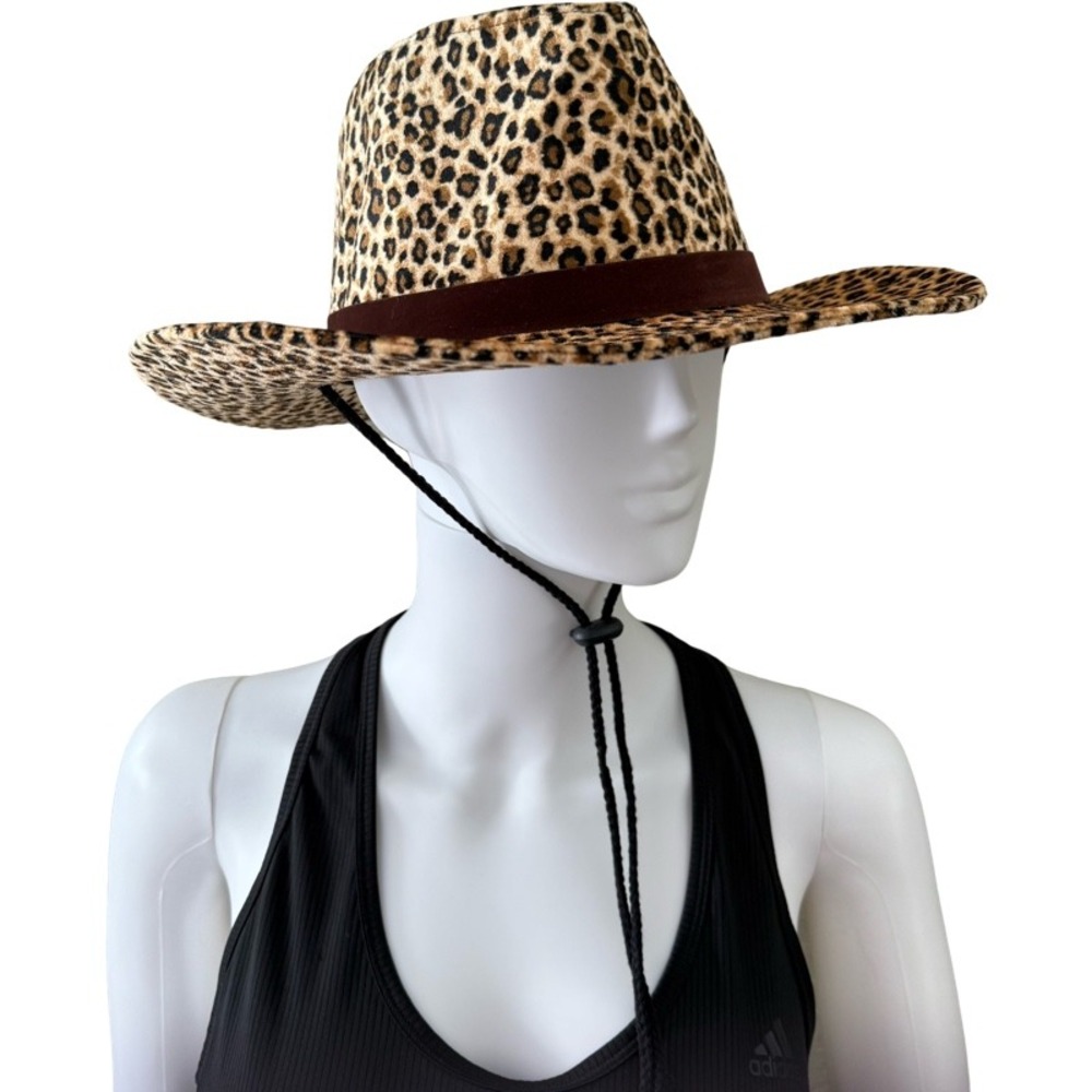SOMETHING SPECIAL Leopard Print Fedora Brown Black Animal Print Cowboy Western